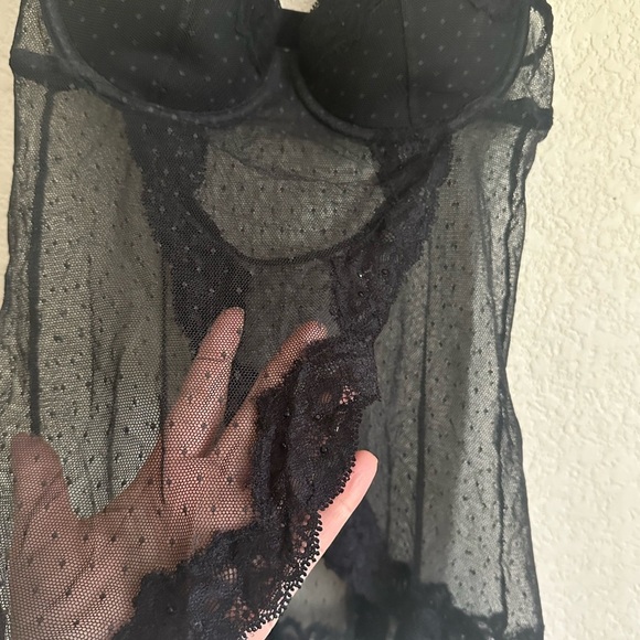 Victorias Secret Sexy Little Things Black Sheer Teddy Short Gown, beads 34B - Picture 3 of 7